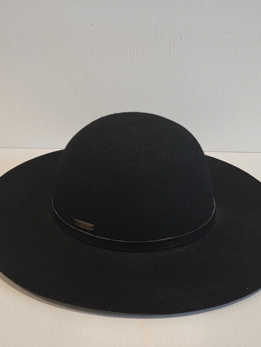 Black Wool Wide Brim Floppy Hat 3” Brim Boho Style Felt Soft Crown Womens Medium